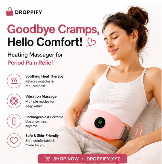 Period Cramp Relief Massager with Heating Pad for Back Pain|Cramp Free- Period Cramp Relief Heater & Massager|Works As Periods Pain Relief|Periods Cramps,Back/Belly Heating Pad