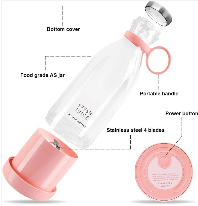 Electric Portable Mini Juicer Bottle | Wireless Personal Size Juicer Blender