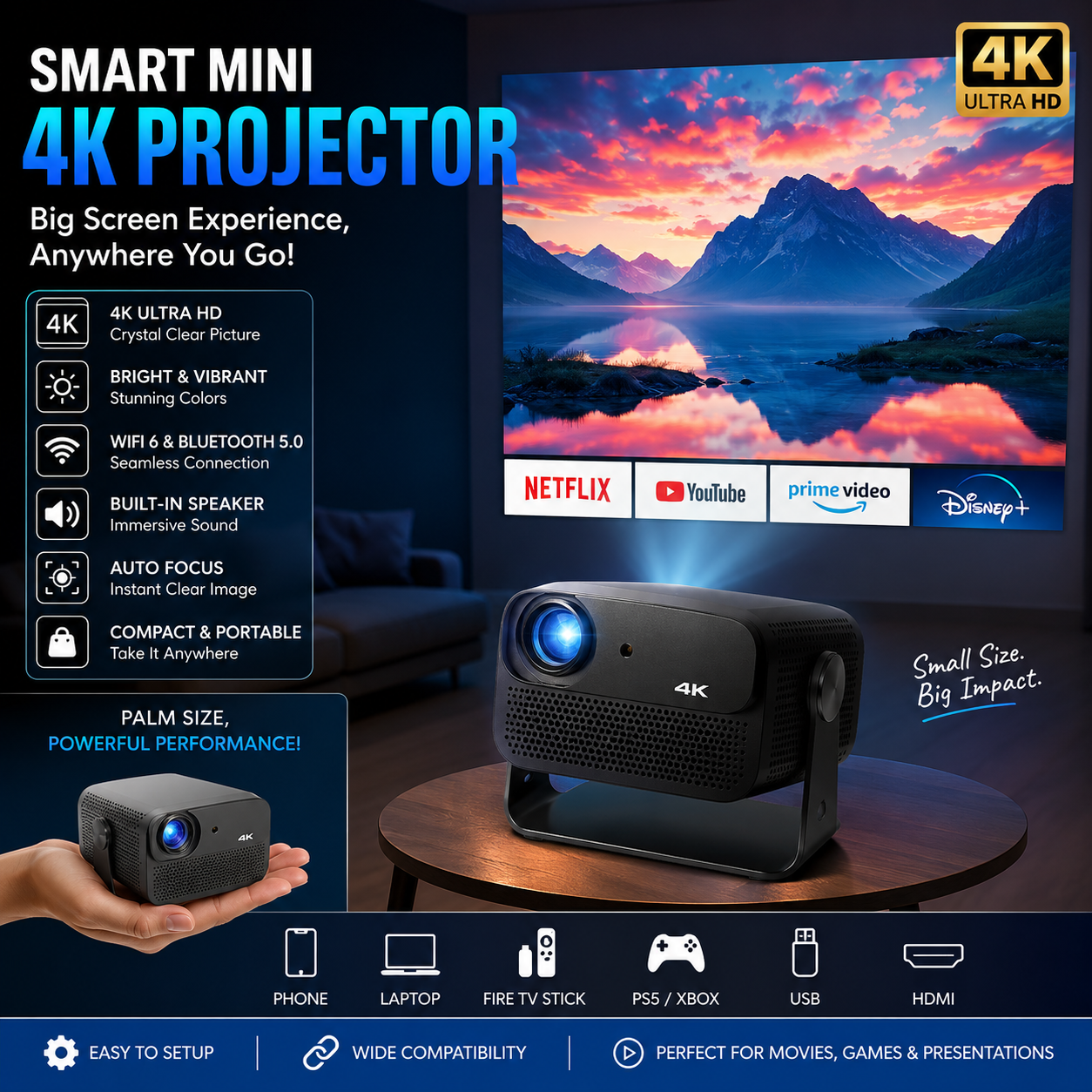 Smart Mini 4K Projector